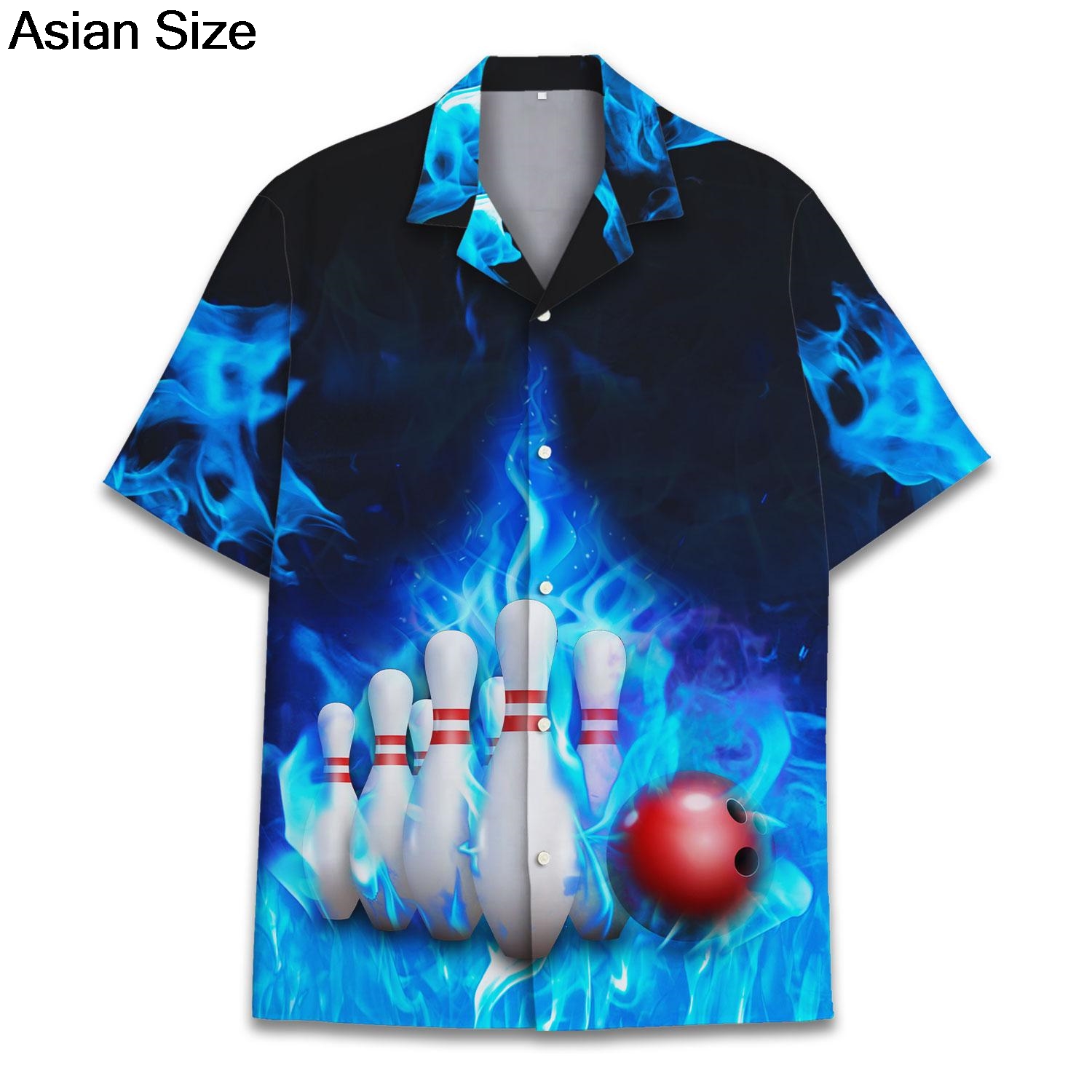 Bowling Shirt Camp - Camisa de ocio unisex de manga