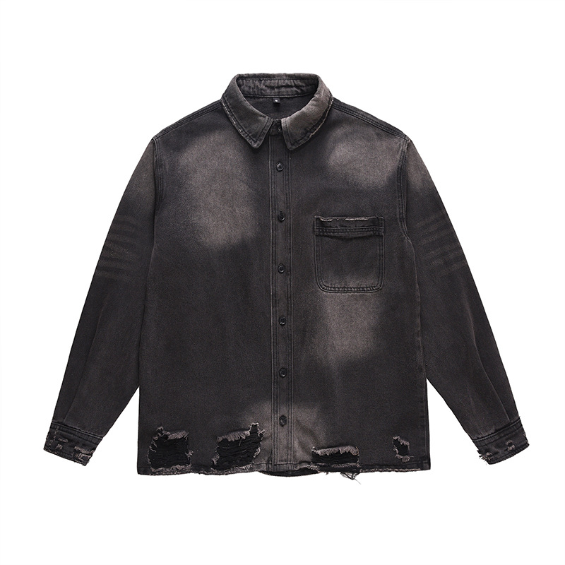 Vintage Fashion Jacket - Chaqueta vaquera rasgada para hombre, estilo