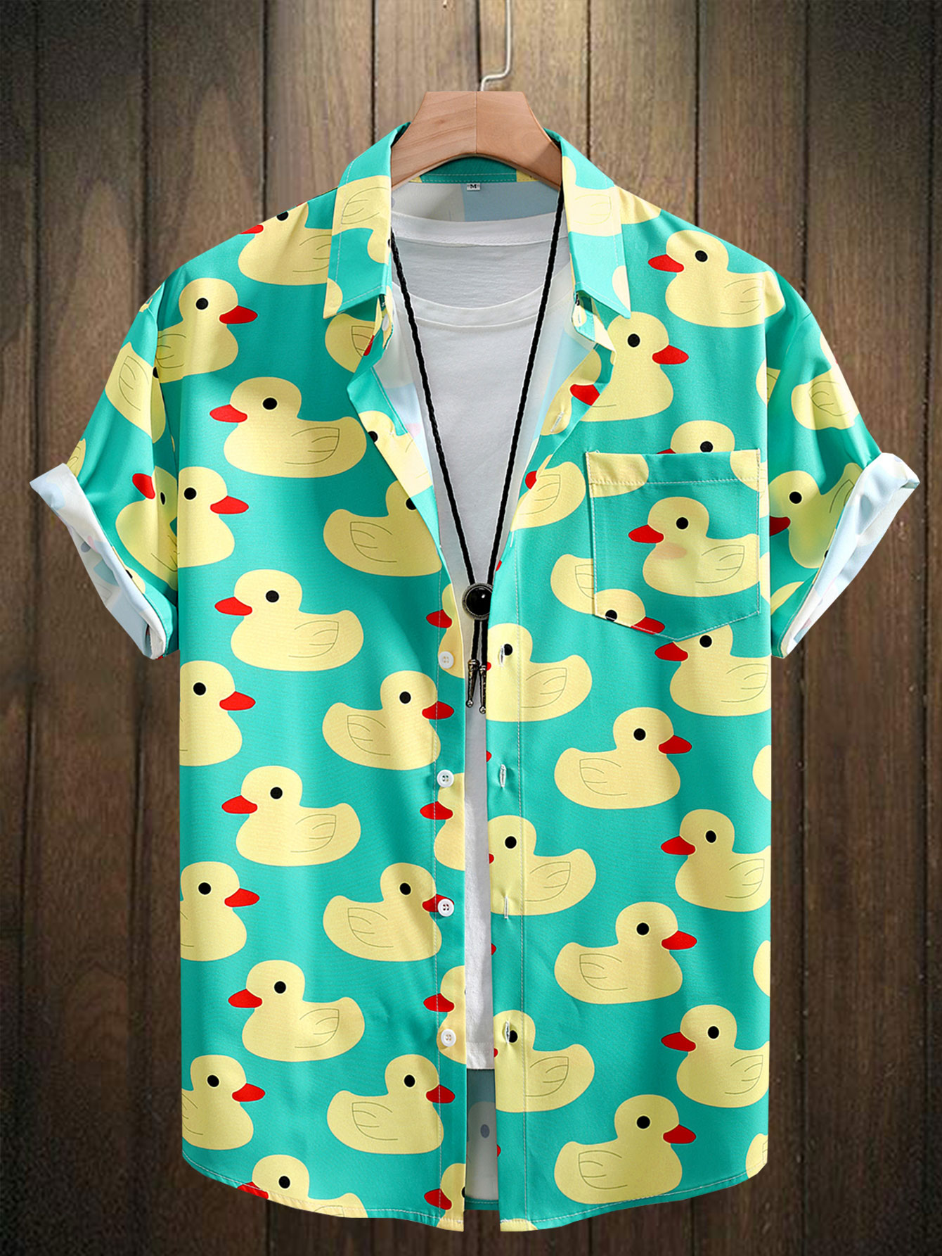 Bowling Shirt Camp - Camisa de Hombre, Estampado de Patos