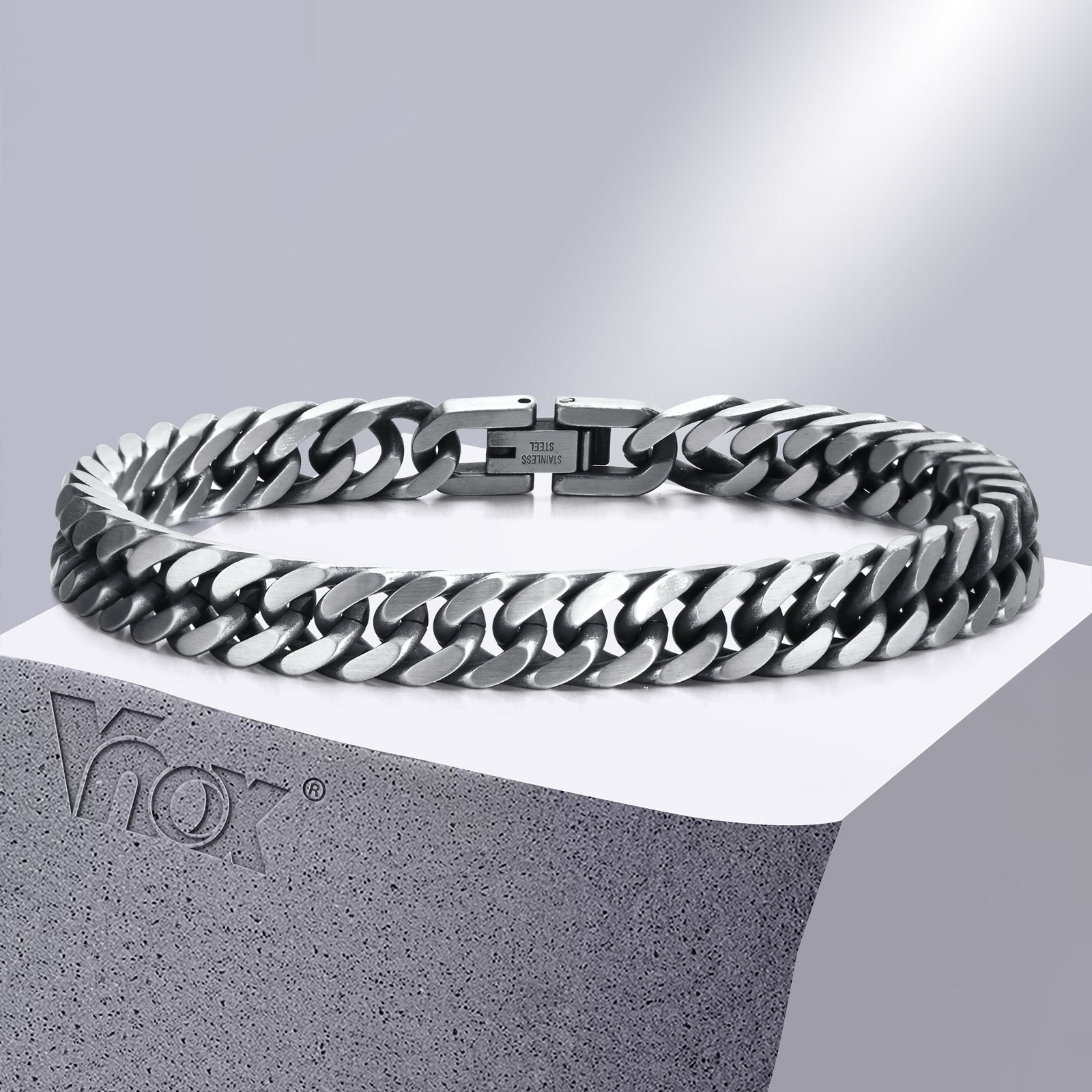 Vnox Pulseras de cadena cubana - Vintage Fashion Outfits Men reseña y precio