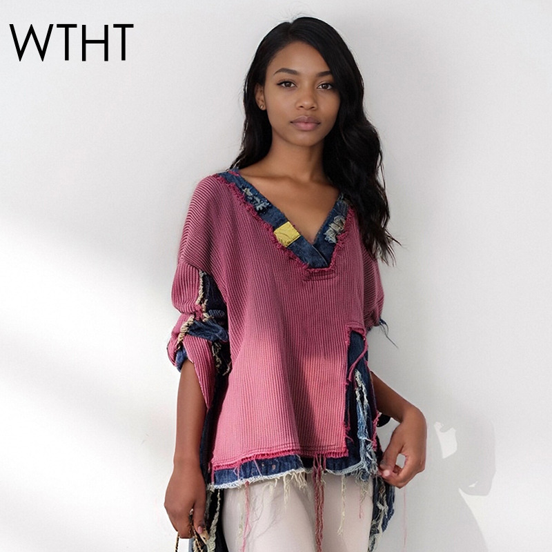 WTHT moda mujer Denim empalmad - Vintage Fashion Influencers reseña y precio