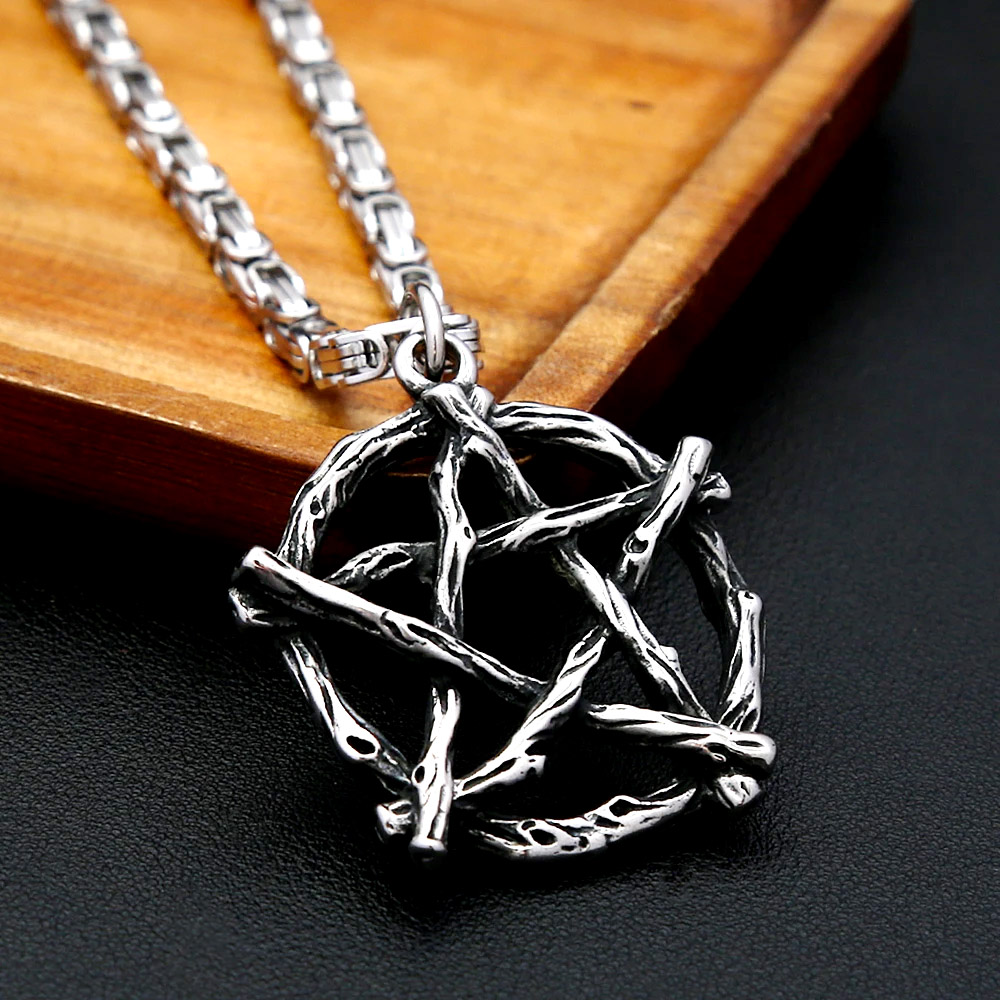 Collar con colgante de pentagr - Vintage Fashion Outfits Men reseña y precio