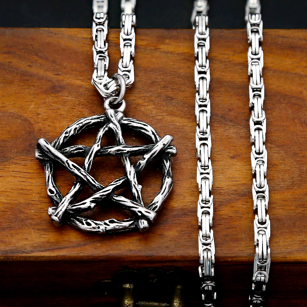 Collar con colgante de pentagr - Vintage Fashion Outfits Men reseña y precio