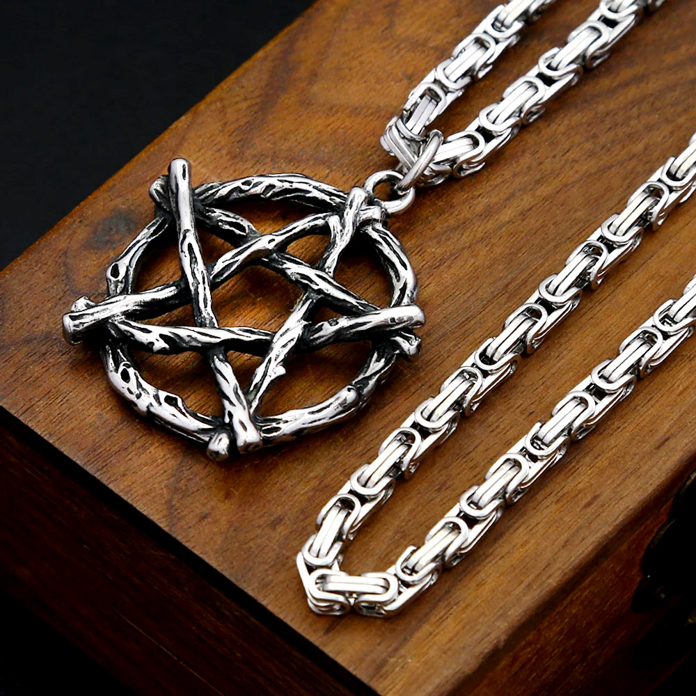 Collar con colgante de pentagr - Vintage Fashion Outfits Men reseña y precio