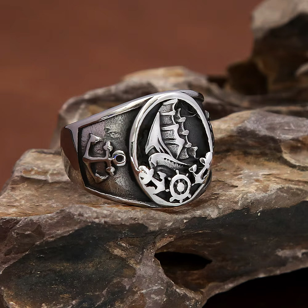 Anillo de sello vintage náutic - Vintage Fashion Outfits Men reseña y precio